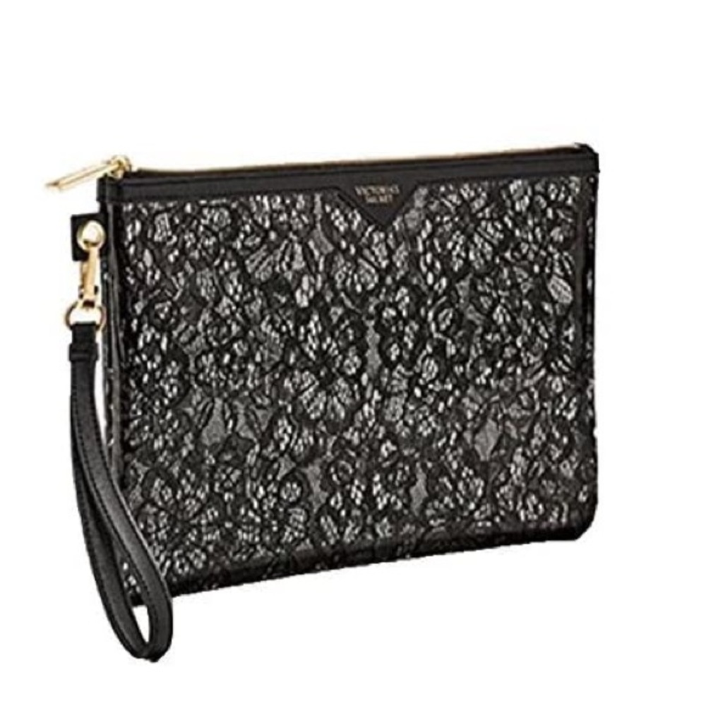 NWOT VICTORIA SECRET LIMITED EDITION BLACK LACE LARGE FLORAL BAG